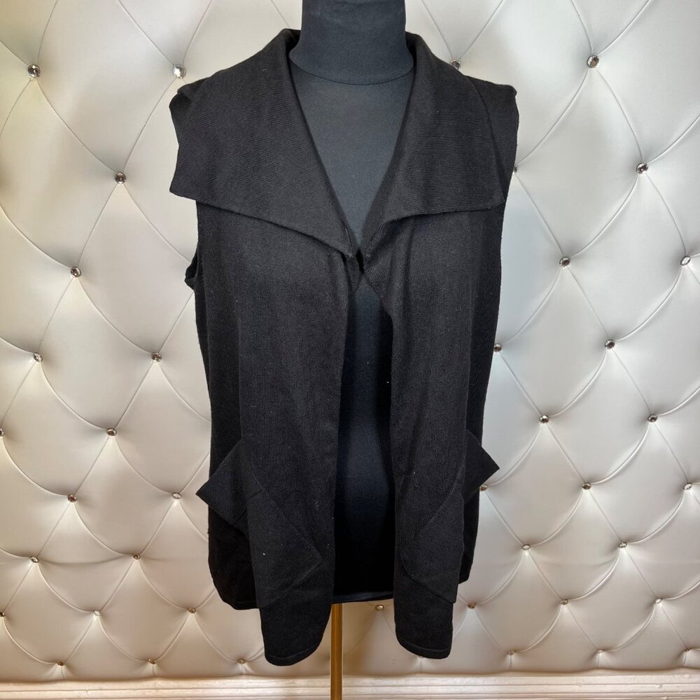 Nine West Black Sleeveless Open Front Vest Size L